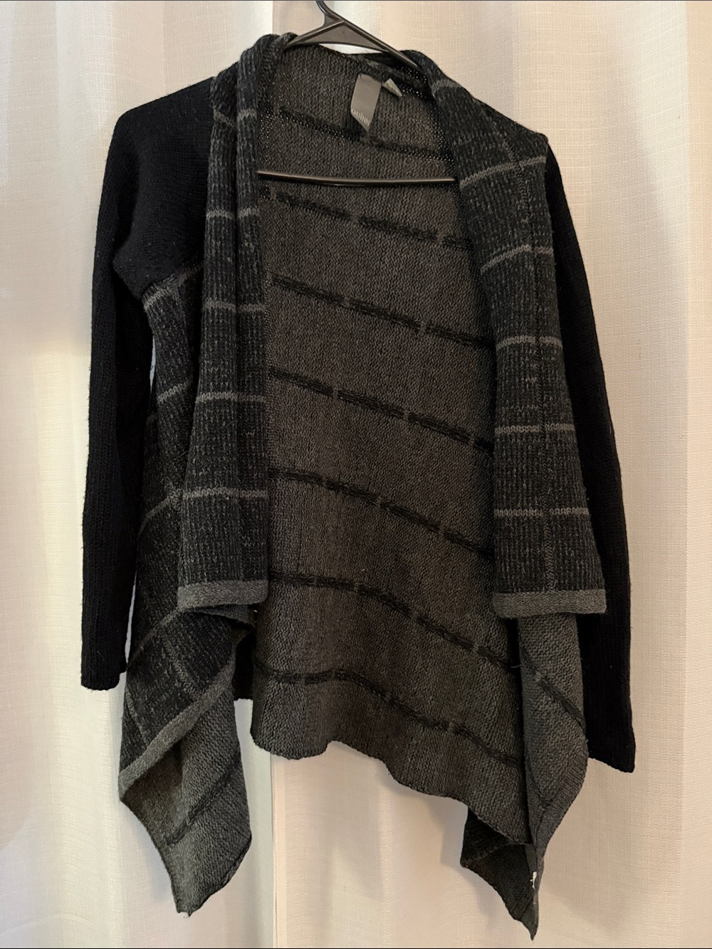 Quinn Black and Charcoal Open-Front Draped Cardigan